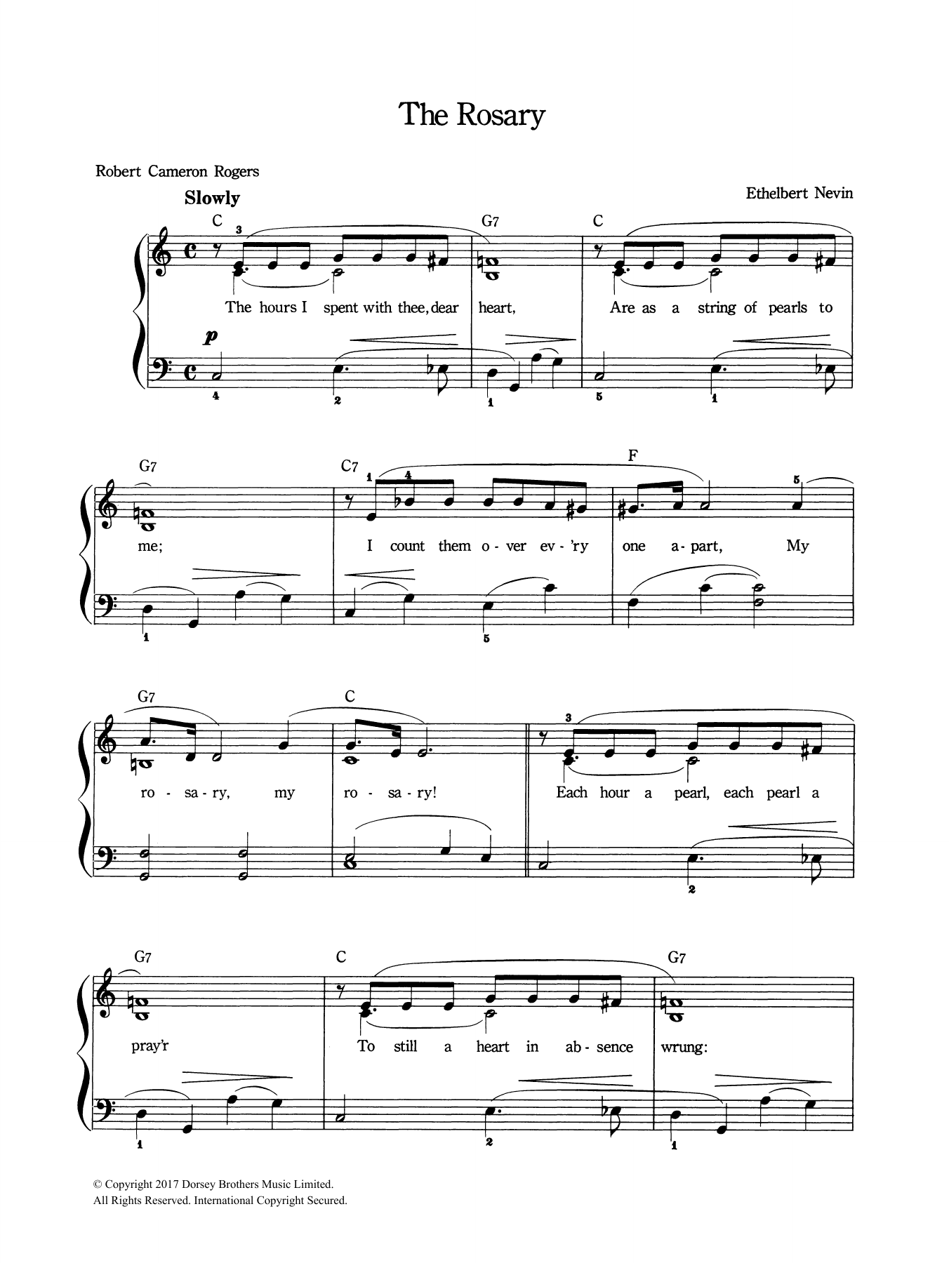 Ethelbert Nevin The Rosary sheet music notes and chords arranged for Piano & Vocal