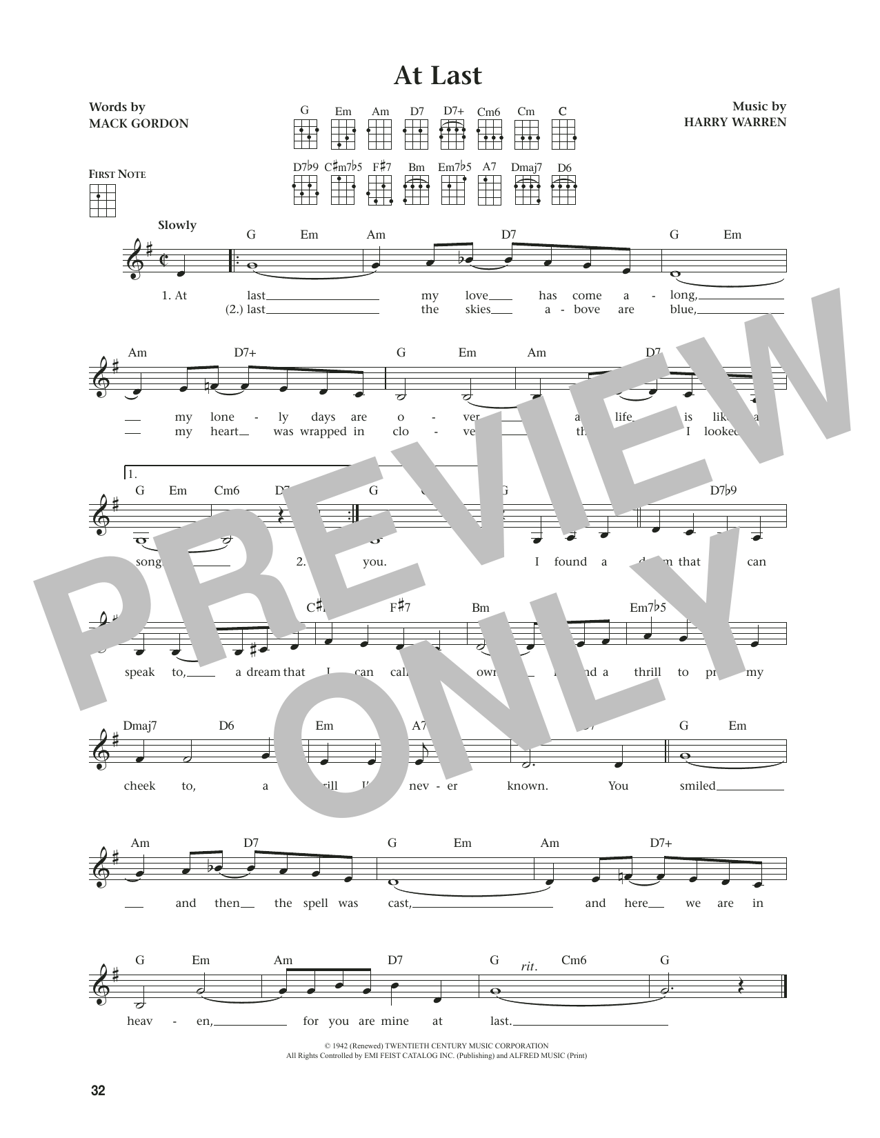 Etta James At Last (from The Daily Ukulele) (arr. Jim Beloff) sheet music notes and chords arranged for Ukulele