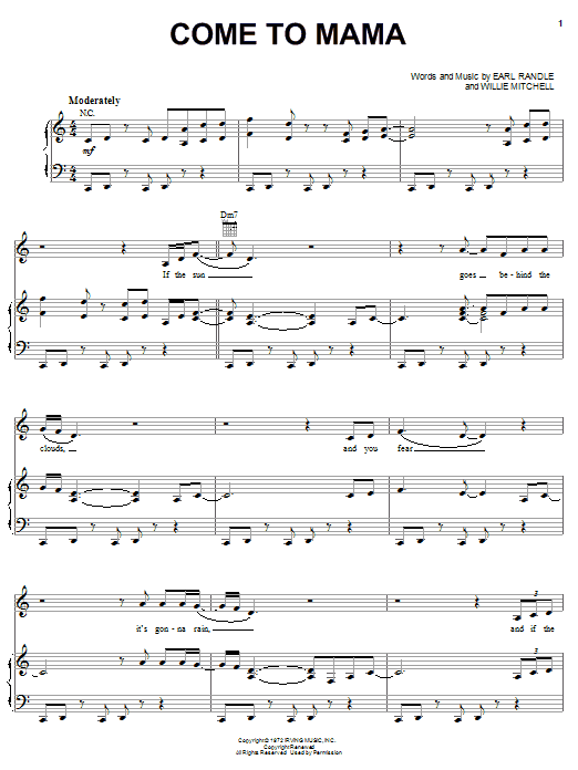 Etta James Come To Mama sheet music notes and chords arranged for Piano, Vocal & Guitar Chords (Right-Hand Melody)