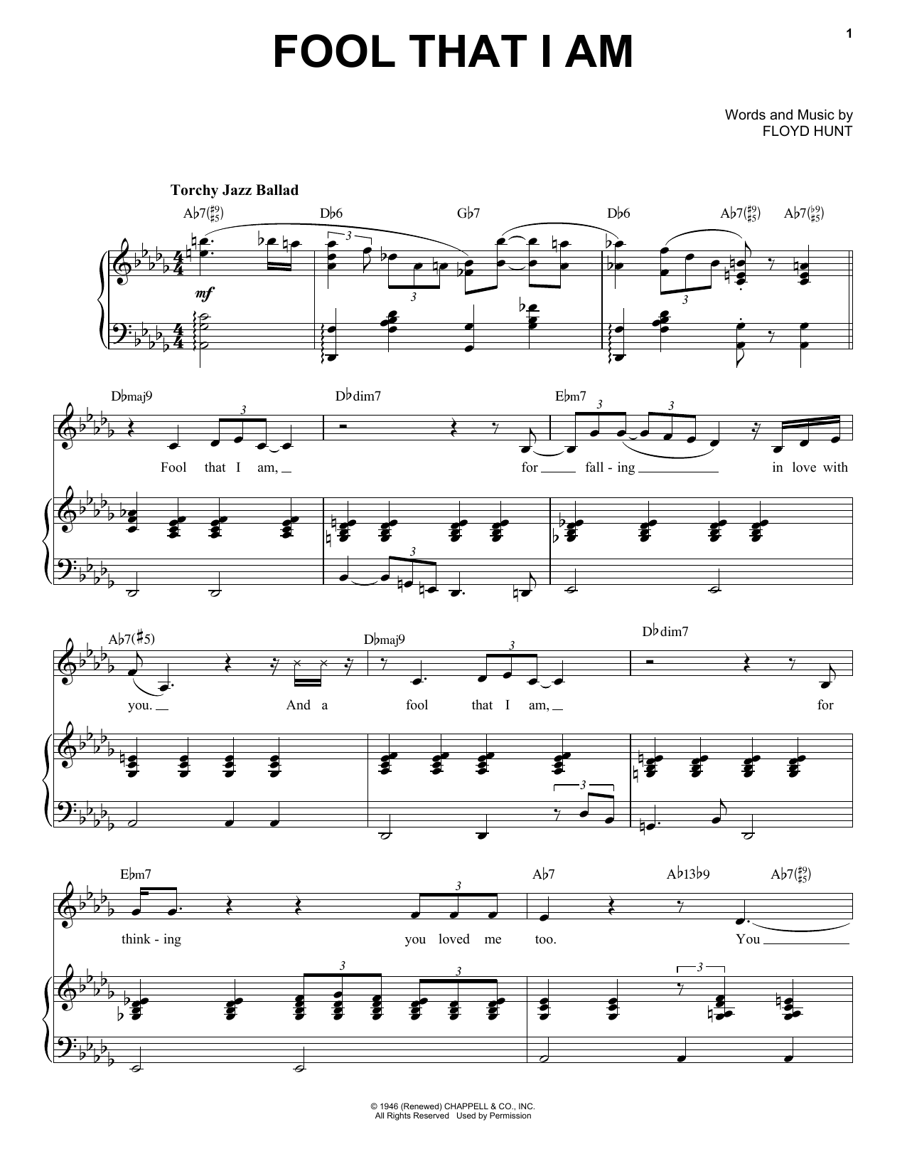 Etta James Fool That I Am sheet music notes and chords arranged for Piano & Vocal