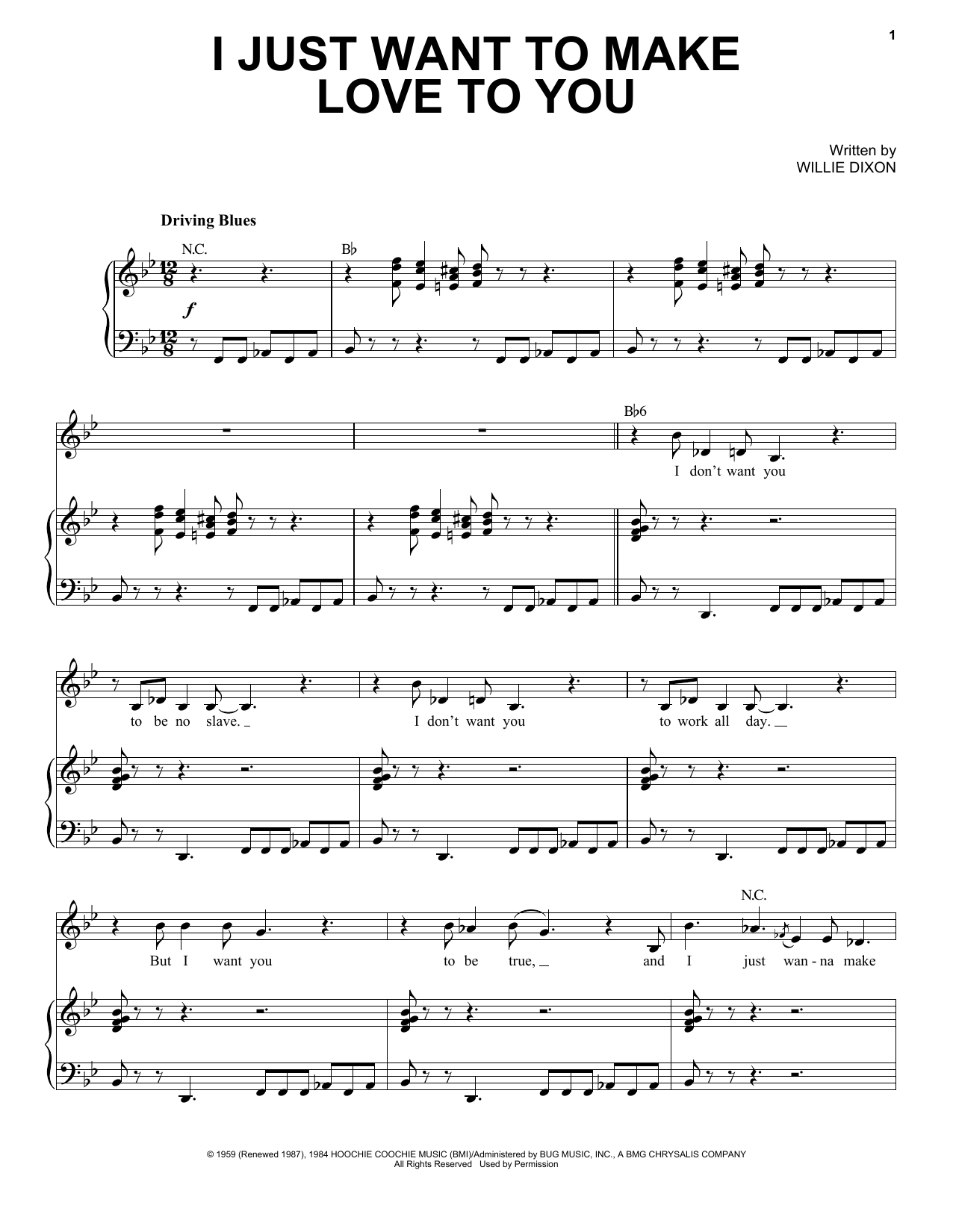 Etta James I Just Want To Make Love To You sheet music notes and chords arranged for Piano & Vocal