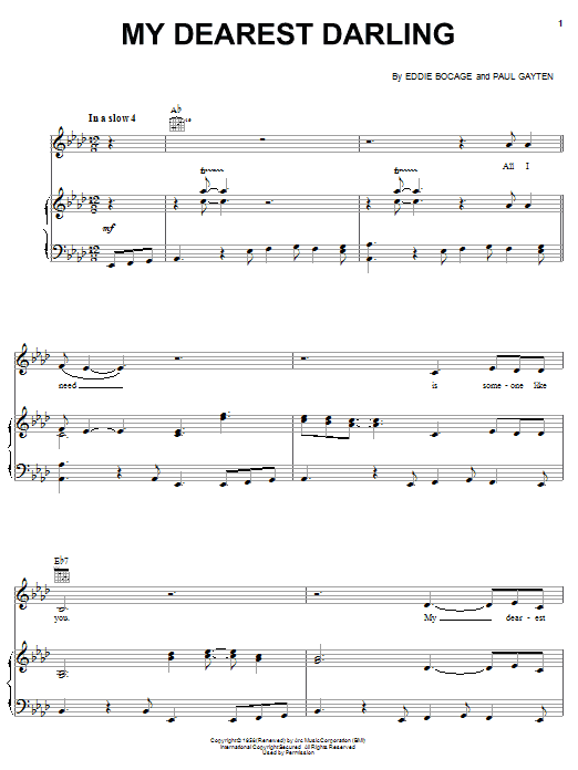 Etta James My Dearest Darling sheet music notes and chords arranged for Piano & Vocal