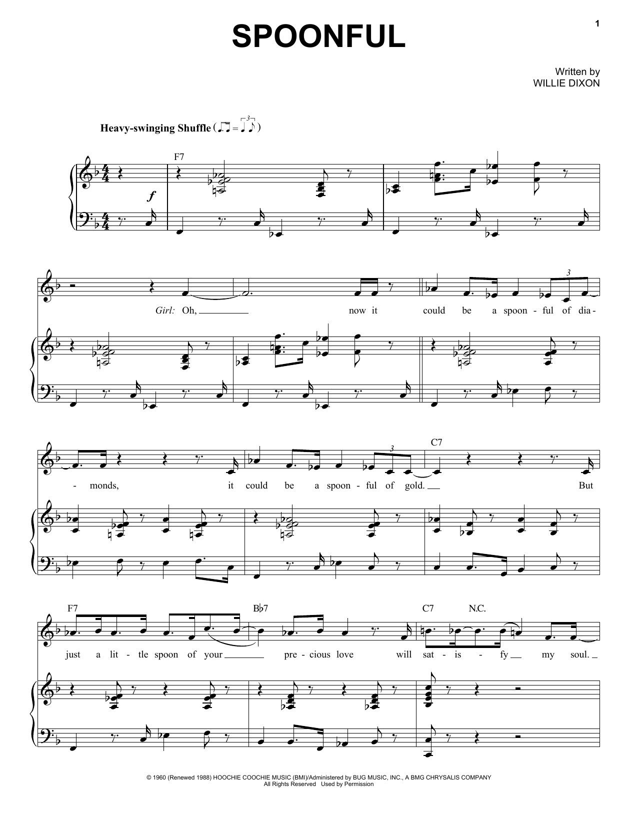 Etta James Spoonful sheet music notes and chords arranged for Piano & Vocal