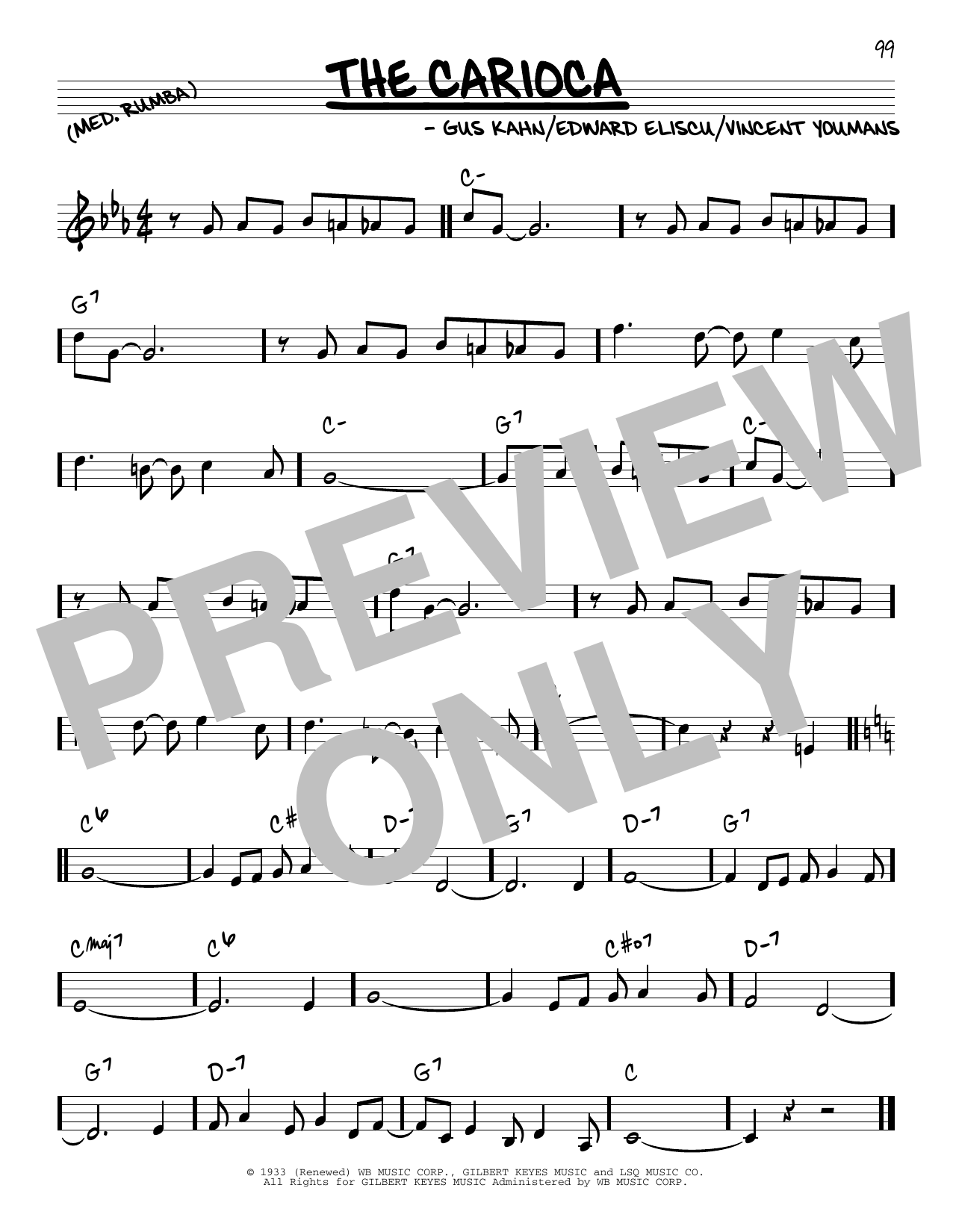 Etta Moten The Carioca sheet music notes and chords arranged for Real Book – Melody & Chords