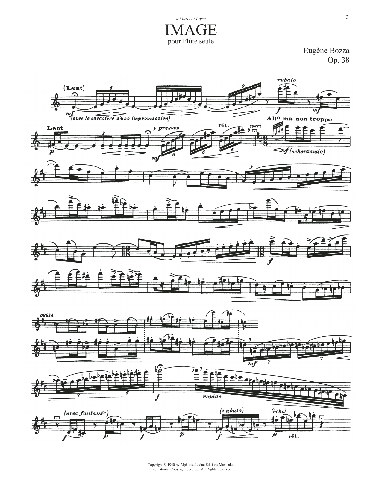 Eugene Bozza Image, Op. 38 sheet music notes and chords arranged for Flute Solo