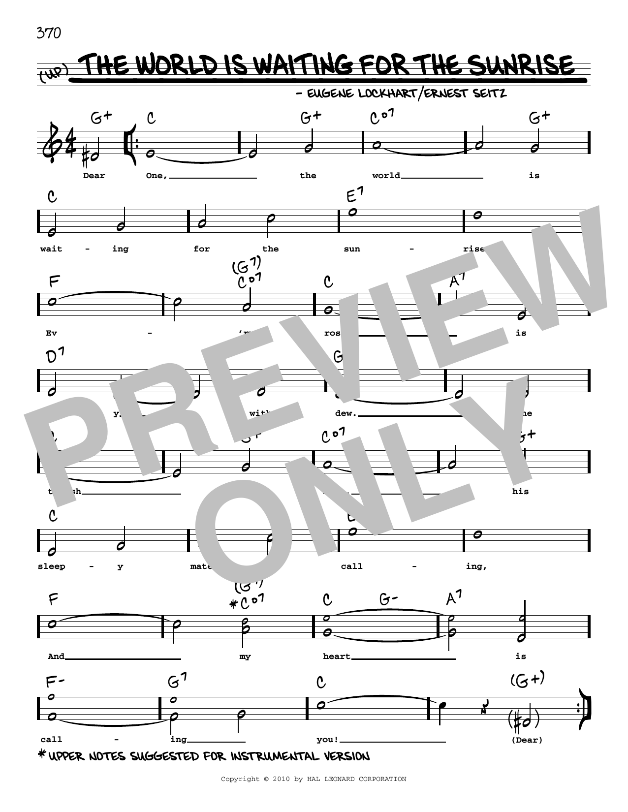 Eugene Lockhart The World Is Waiting For The Sunrise (arr. Robert Rawlins) sheet music notes and chords arranged for Real Book – Melody, Lyrics & Chords