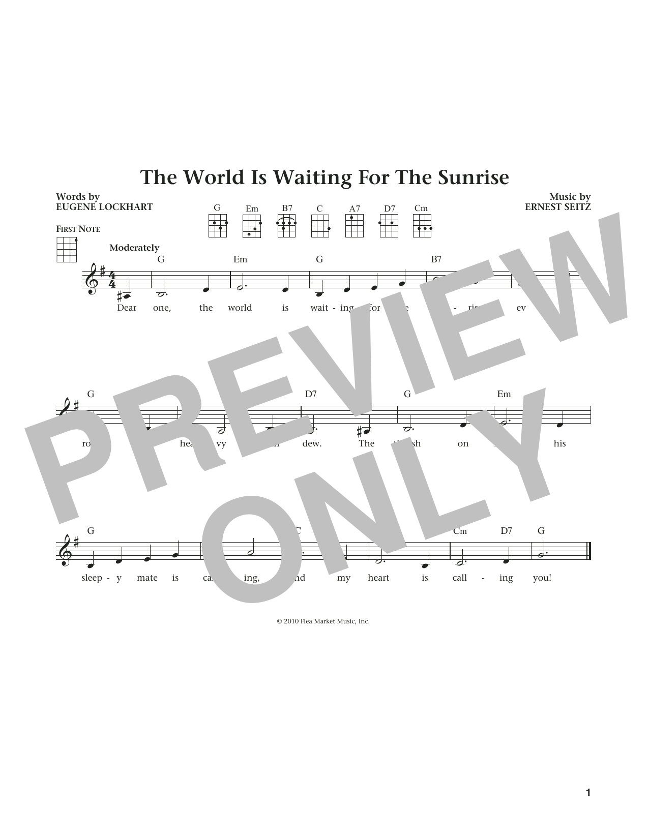 Eugene Lockhart The World Is Waiting For The Sunrise (from The Daily Ukulele) (arr. Liz and Jim Beloff) sheet music notes and chords arranged for Ukulele