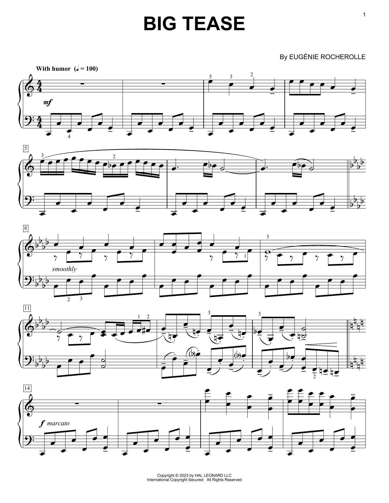 Eugénie Rocherolle Big Tease sheet music notes and chords arranged for Piano Solo