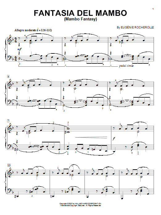 Eugénie Rocherolle Fantasia Del Mambo (Mambo Fantasy) sheet music notes and chords arranged for Piano Solo