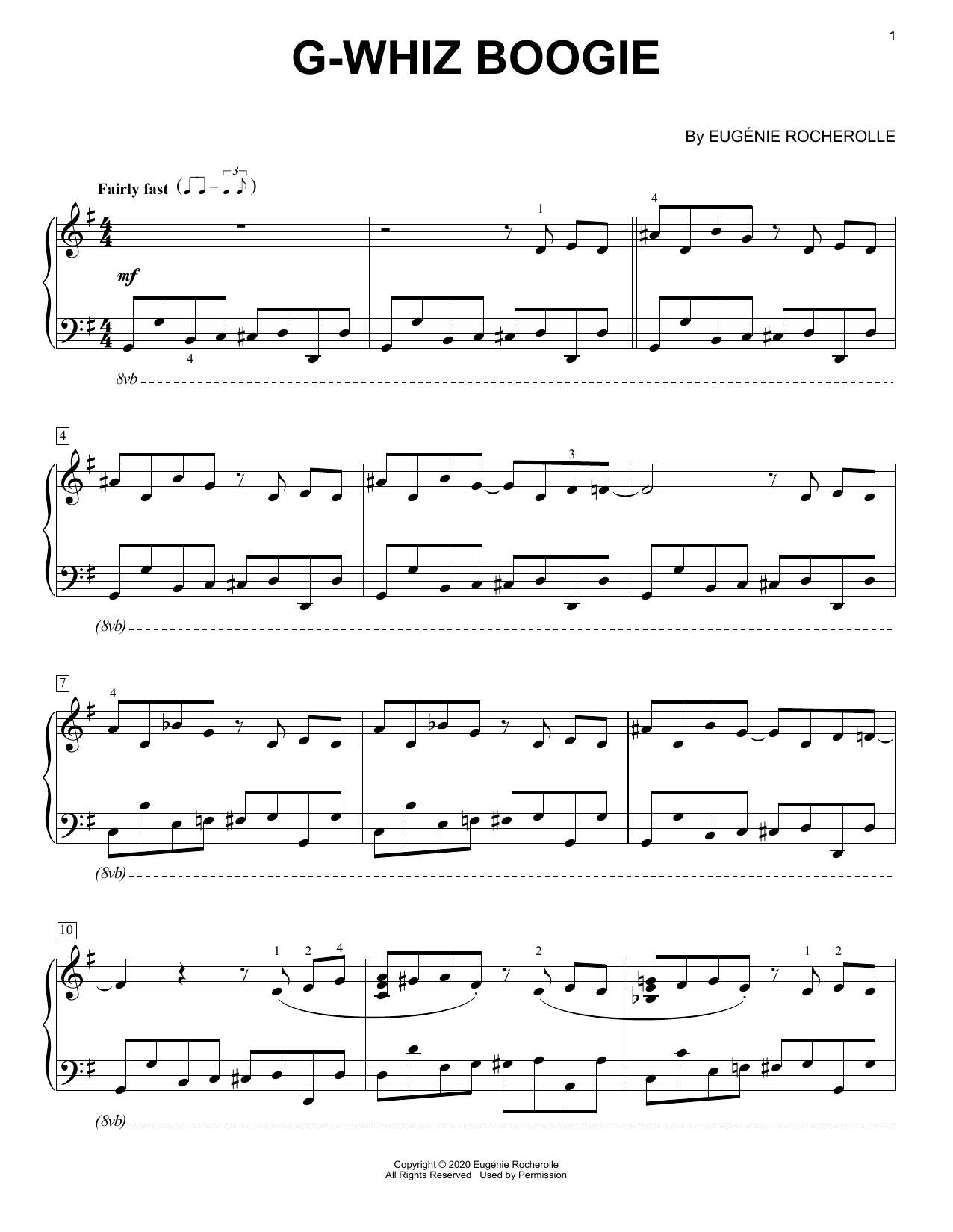 Eugénie Rocherolle G-Whiz Boogie [Boogie-woogie version] sheet music notes and chords arranged for Piano Solo