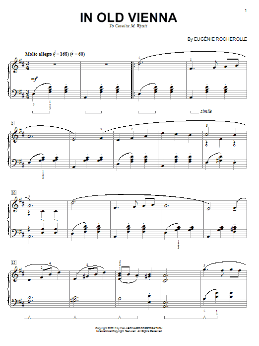 Eugénie Rocherolle In Old Vienna sheet music notes and chords arranged for Piano Solo