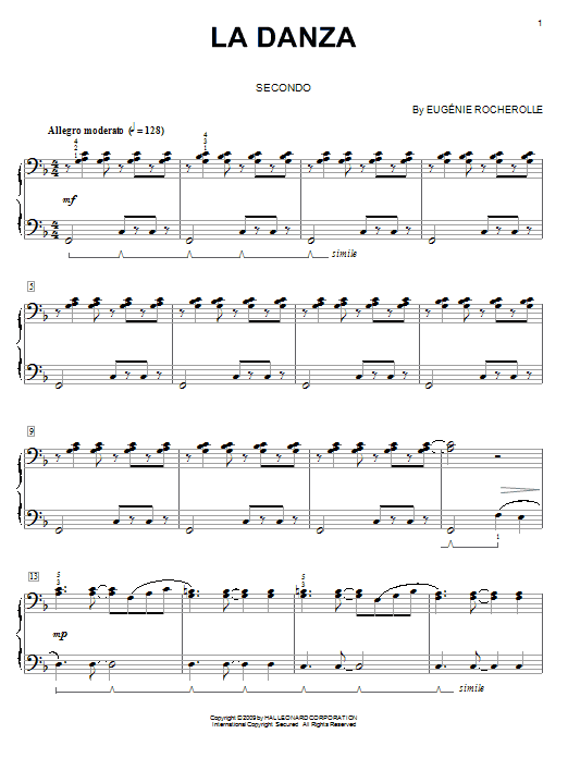 Eugénie Rocherolle La Danza sheet music notes and chords arranged for Piano Duet