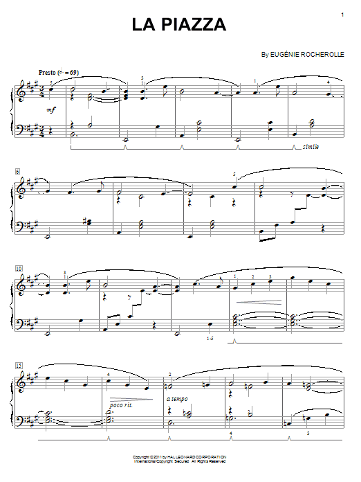 Eugénie Rocherolle La Piazza sheet music notes and chords arranged for Piano Solo