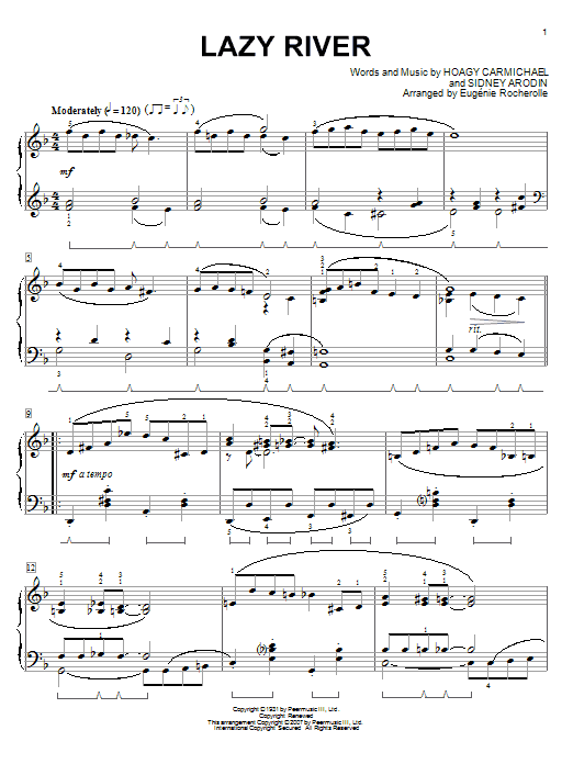 Eugénie Rocherolle Lazy River sheet music notes and chords arranged for Piano Solo