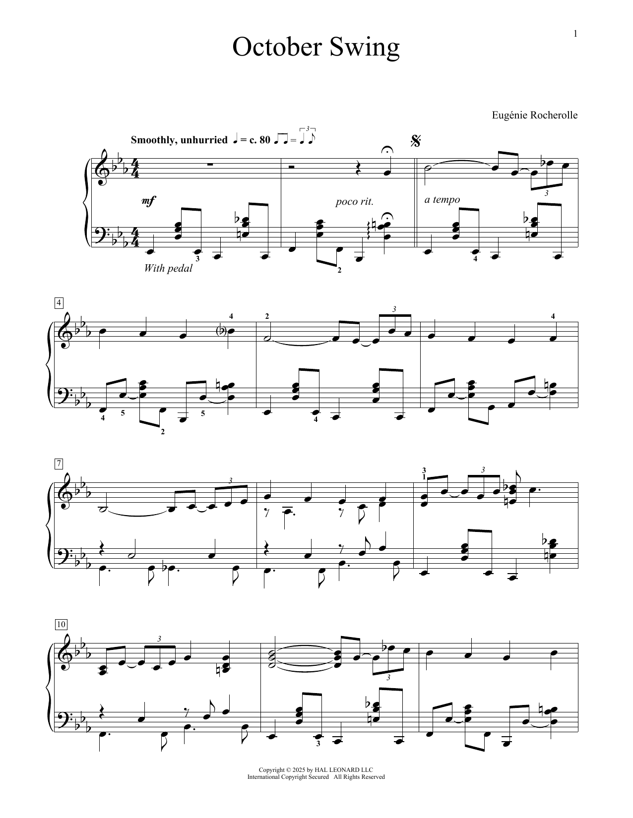 Eugenie Rocherolle October Swing sheet music notes and chords arranged for Educational Piano