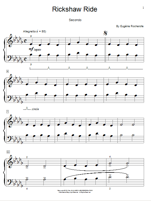 Eugénie Rocherolle Rickshaw Ride sheet music notes and chords arranged for Piano Duet