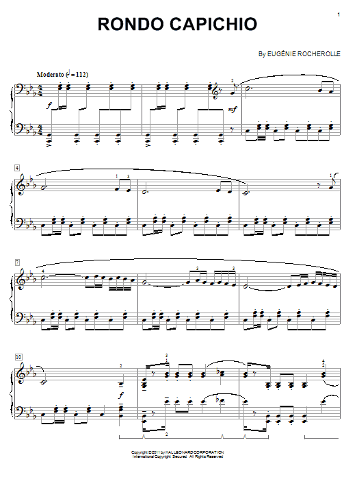 Eugénie Rocherolle Rondo Capichio sheet music notes and chords arranged for Piano Solo