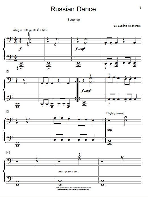 Eugénie Rocherolle Russian Dance sheet music notes and chords arranged for Piano Duet