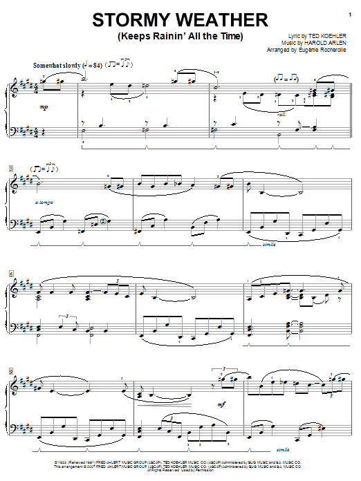 Eugénie Rocherolle Stormy Weather (Keeps Rainin' All The Time) sheet music notes and chords arranged for Piano Solo