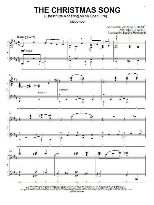 Eugénie Rocherolle The Christmas Song (Chestnuts Roasting On An Open Fire) sheet music notes and chords arranged for Piano Duet