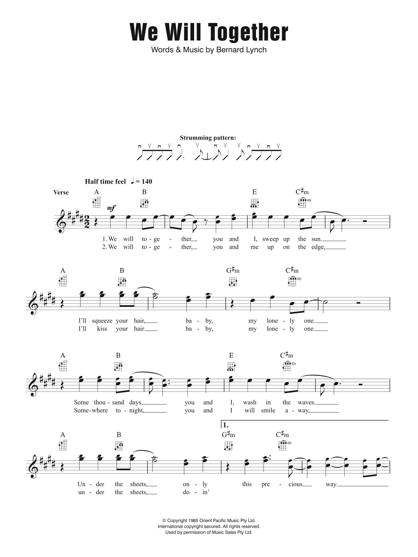 Eurogliders We Will Together sheet music notes and chords arranged for Lead Sheet / Fake Book