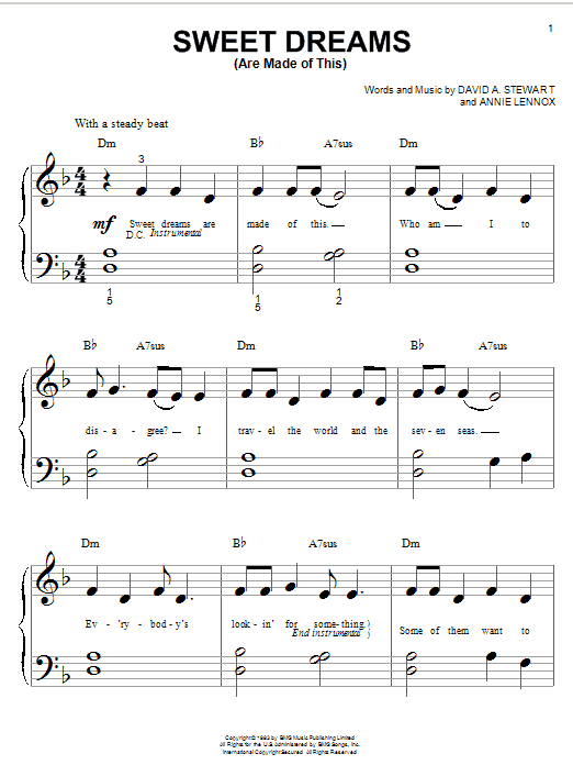 Eurythmics Sweet Dreams (Are Made Of This) sheet music notes and chords arranged for Trumpet Solo
