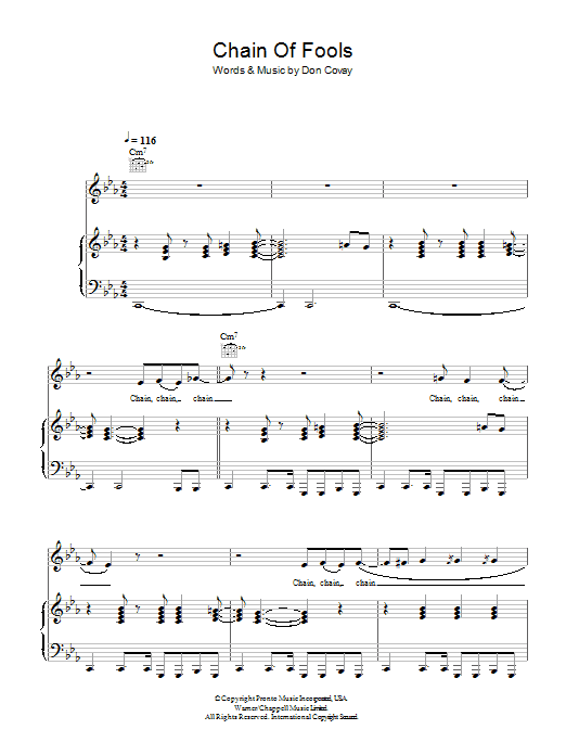 Eva Cassidy Chain Of Fools sheet music notes and chords arranged for Piano, Vocal & Guitar Chords
