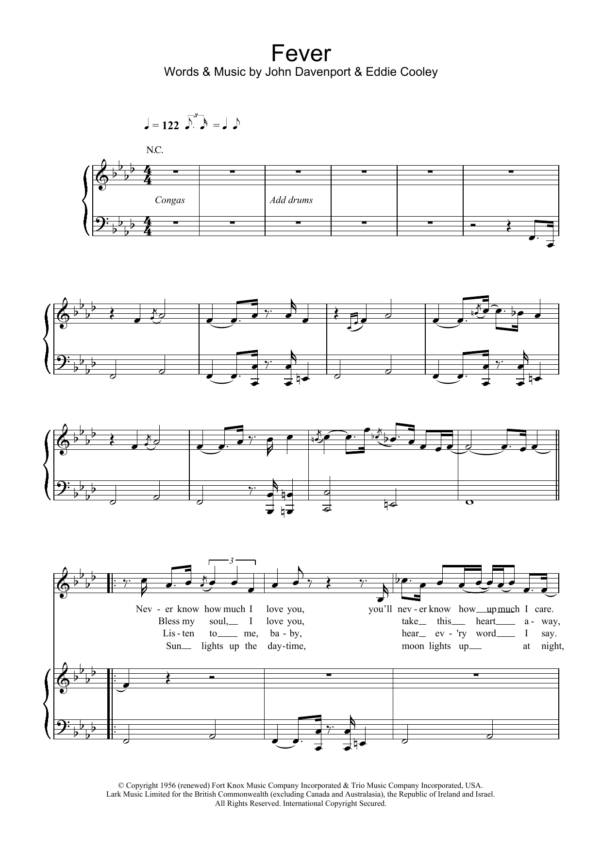 Eva Cassidy Fever sheet music notes and chords arranged for Piano & Vocal