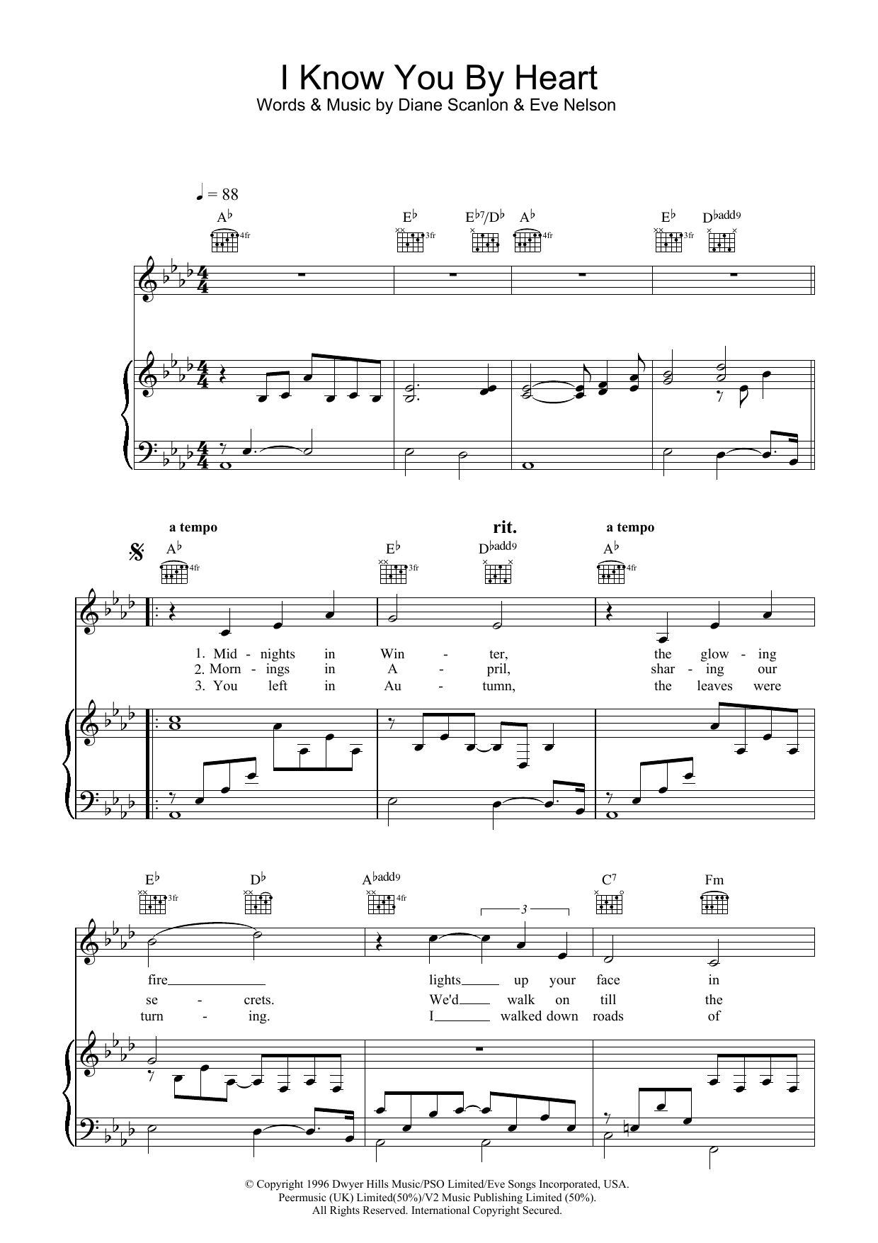 Eva Cassidy I Know You By Heart sheet music notes and chords arranged for Piano, Vocal & Guitar Chords