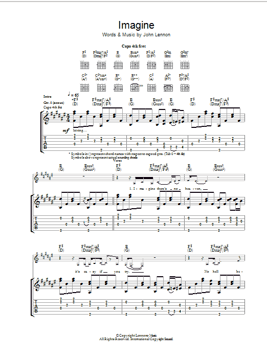 Eva Cassidy Imagine sheet music notes and chords arranged for Guitar Chords/Lyrics