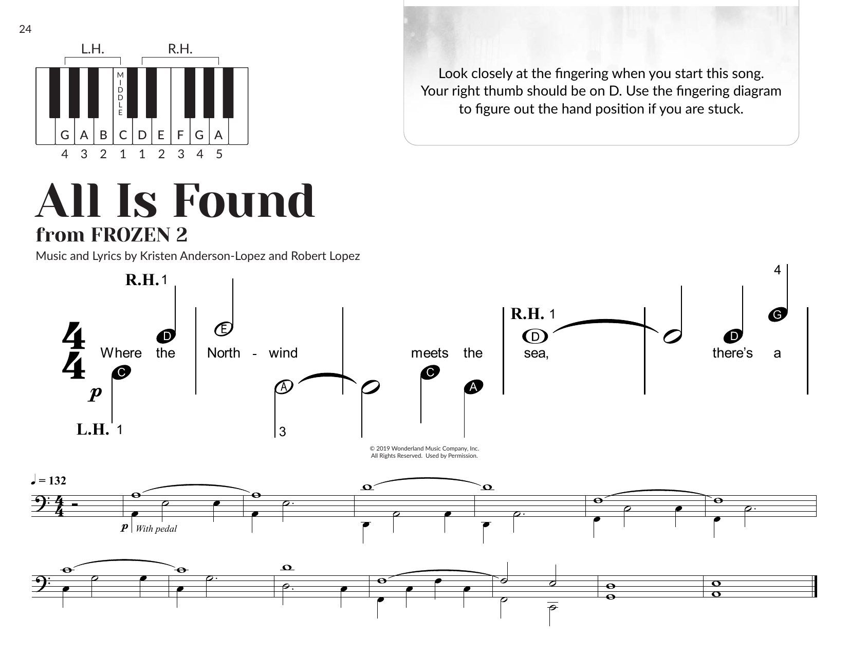Evan Rachel Wood All Is Found (from Frozen 2) sheet music notes and chords arranged for Very Beginner Piano
