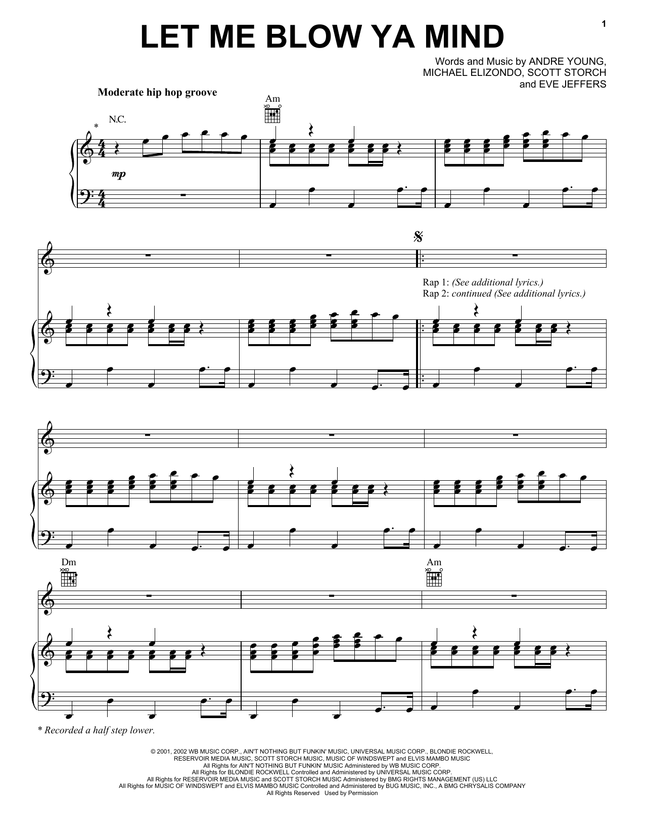 Eve featuring Gwen Stefani Let Me Blow Ya Mind sheet music notes and chords arranged for Piano, Vocal & Guitar Chords (Right-Hand Melody)