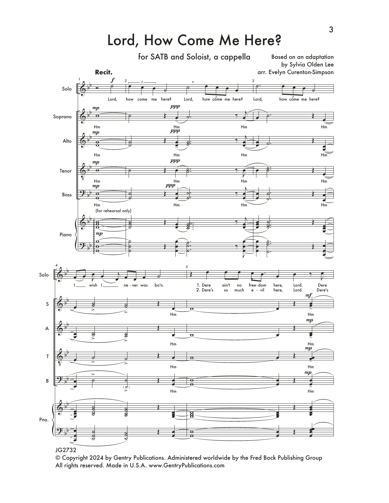 Evelyn Simpson-Curenton Lord, How Come Me Here? sheet music notes and chords arranged for SATB Choir