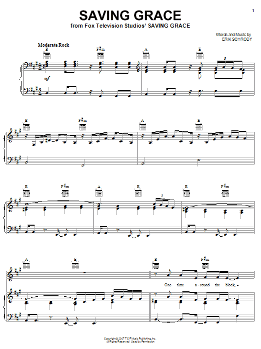 Everlast Saving Grace sheet music notes and chords arranged for Piano, Vocal & Guitar Chords (Right-Hand Melody)