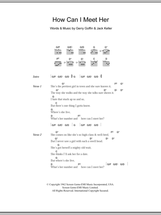 The Everly Brothers How Can I Meet Her sheet music notes and chords arranged for Guitar Chords/Lyrics