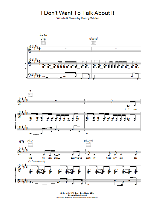 Everything But The Girl I Don't Want To Talk About It sheet music notes and chords arranged for Guitar Chords/Lyrics