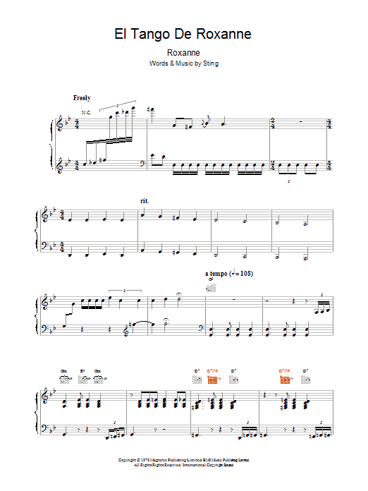 Ewan McGregor El Tango De Roxanne (from Moulin Rouge) sheet music notes and chords arranged for Piano, Vocal & Guitar Chords