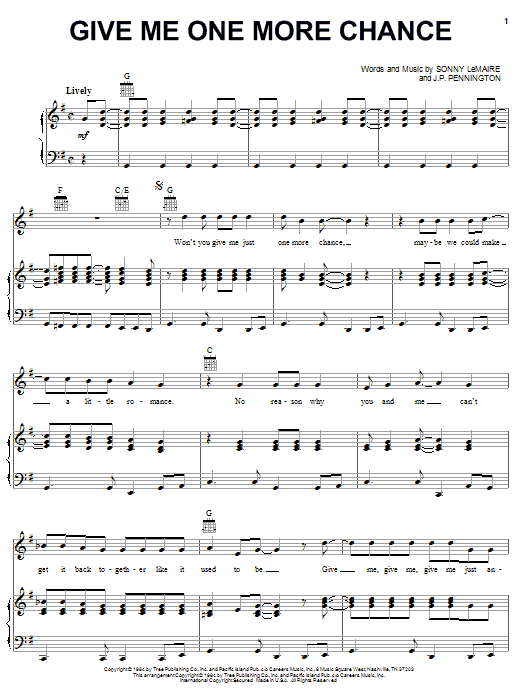 Exile Give Me One More Chance sheet music notes and chords arranged for Piano, Vocal & Guitar Chords (Right-Hand Melody)