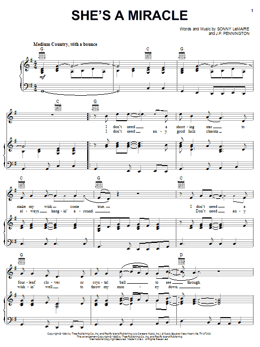 Exile She's A Miracle sheet music notes and chords arranged for Piano, Vocal & Guitar Chords (Right-Hand Melody)