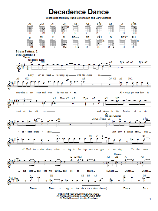 Extreme Decadence Dance sheet music notes and chords arranged for Guitar Tab (Single Guitar)