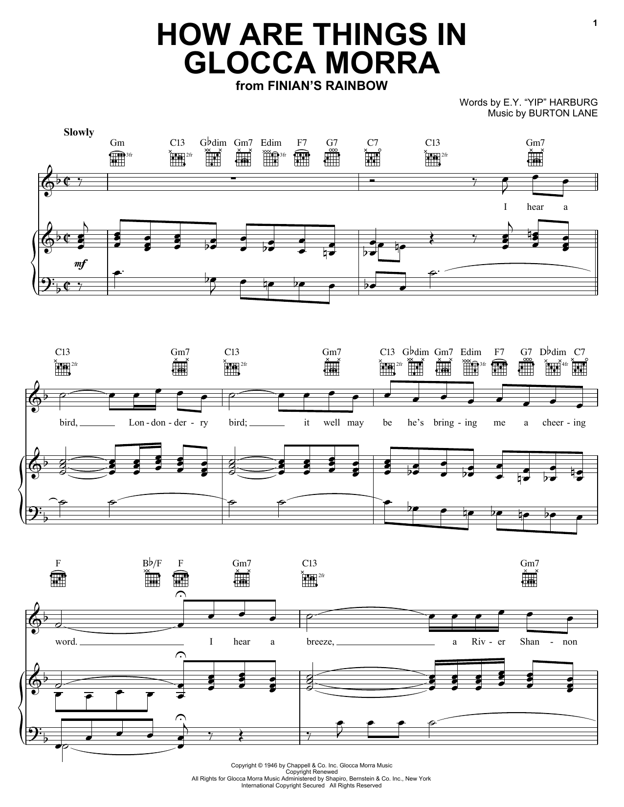 E.Y. Harburg How Are Things In Glocca Morra sheet music notes and chords arranged for Real Book – Melody, Lyrics & Chords