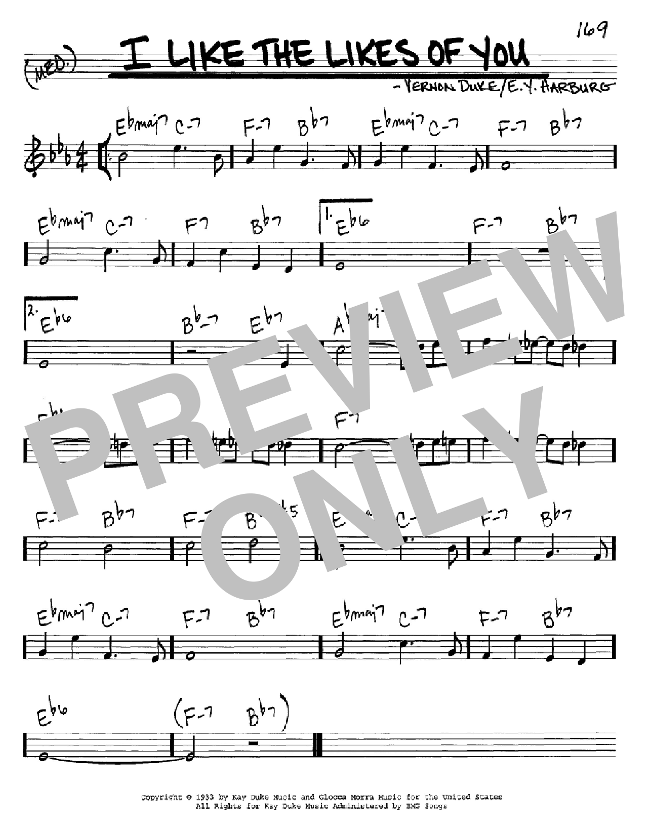 E.Y. Harburg I Like The Likes Of You sheet music notes and chords arranged for Real Book – Melody & Chords – C Instruments