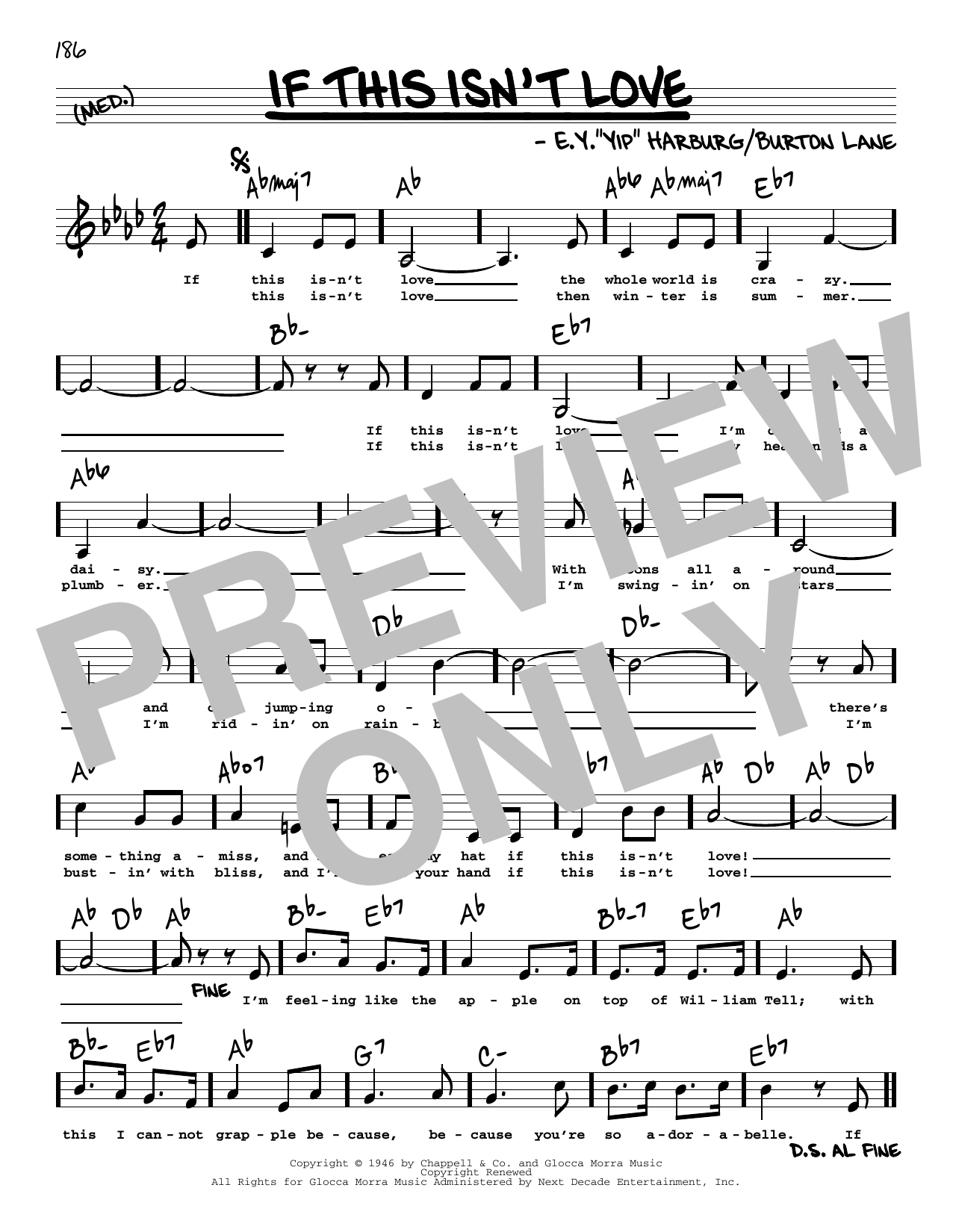 E.Y. Harburg If This Isn't Love (Low Voice) sheet music notes and chords arranged for Real Book – Melody, Lyrics & Chords