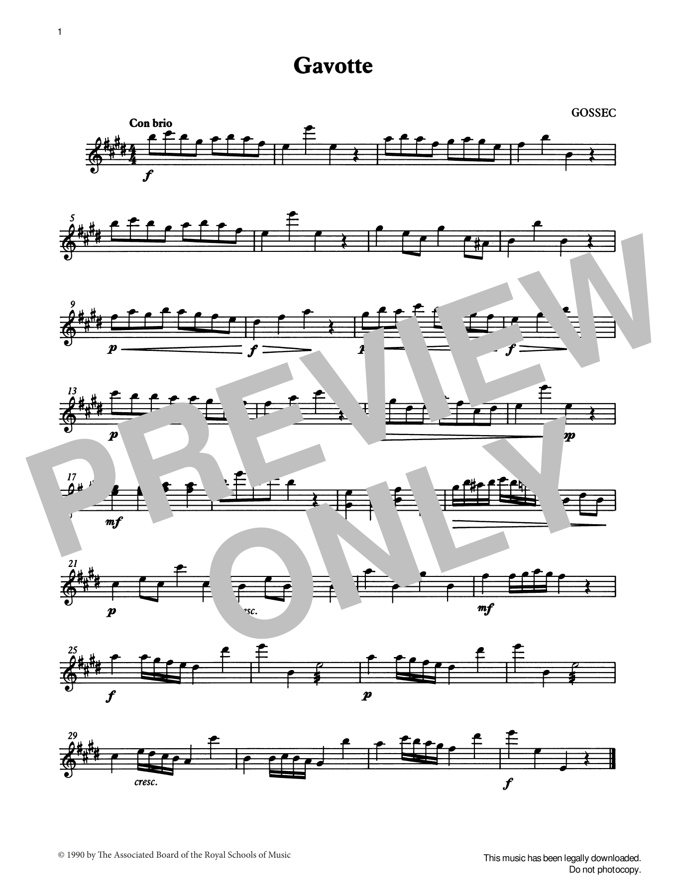 F. J Gossec Gavotte from Graded Music for Tuned Percussion, Book II sheet music notes and chords arranged for Percussion Solo