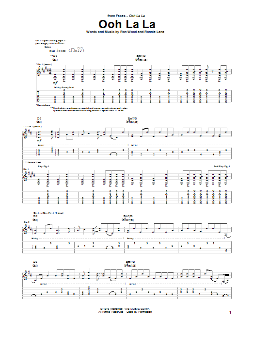 Faces Ooh La La sheet music notes and chords arranged for Guitar Tab