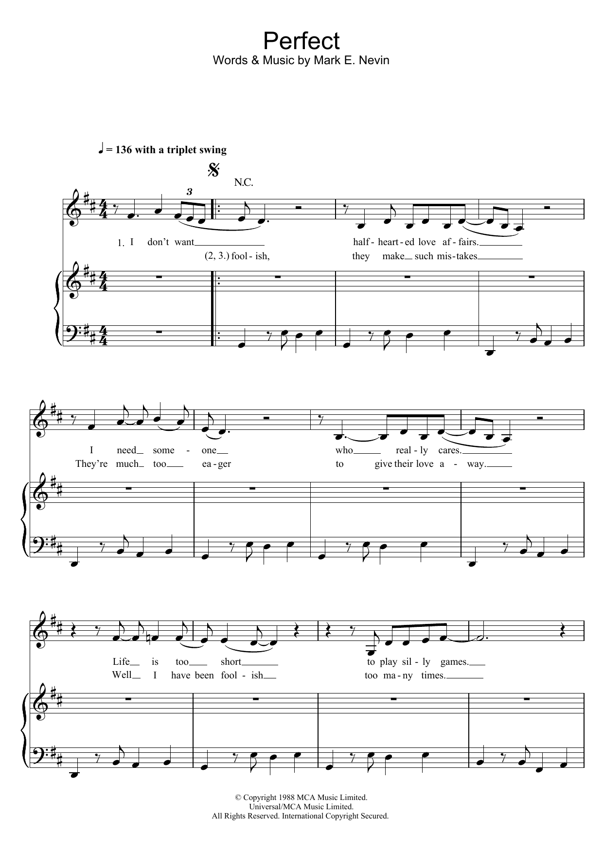 Fairground Attraction Perfect sheet music notes and chords arranged for Alto Sax Solo
