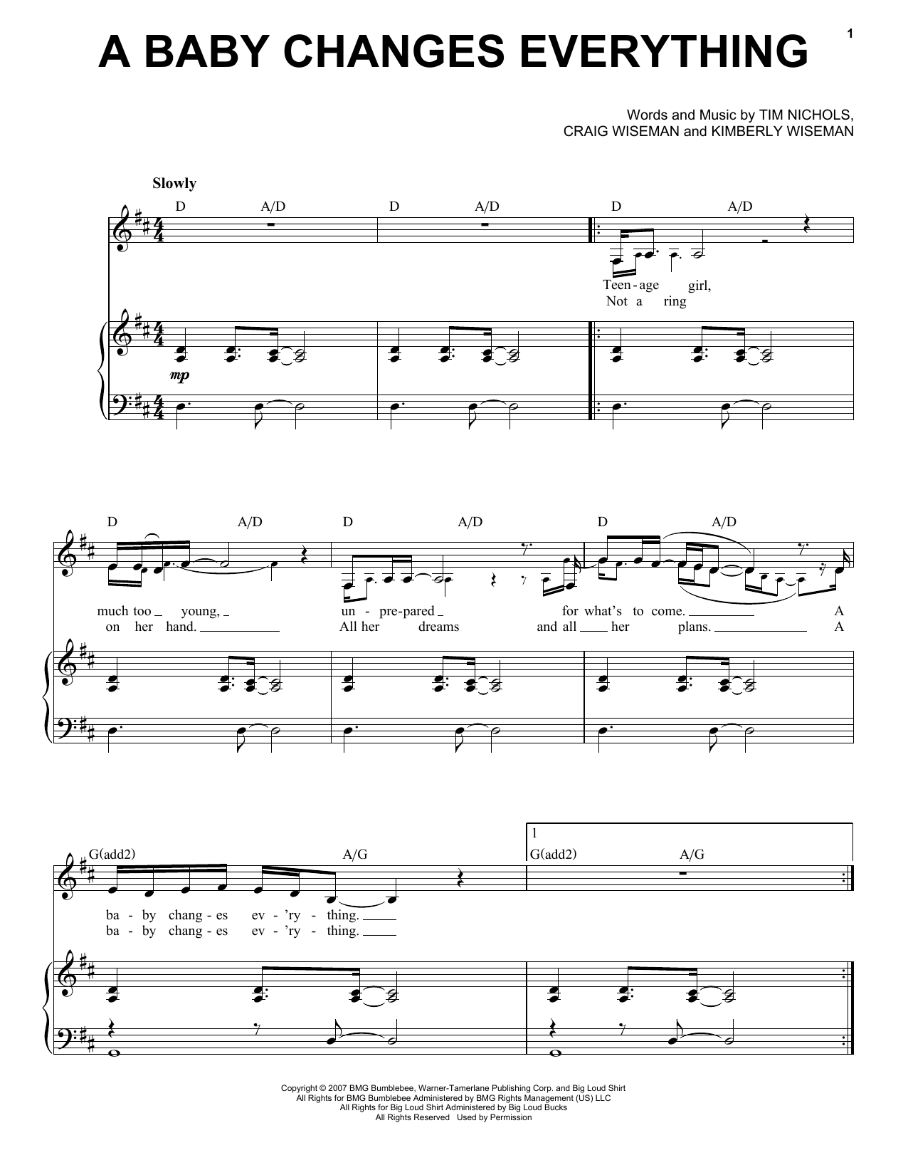 Faith Hill A Baby Changes Everything sheet music notes and chords arranged for Piano & Vocal