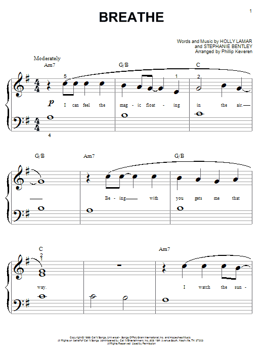 Faith Hill Breathe sheet music notes and chords arranged for French Horn Solo