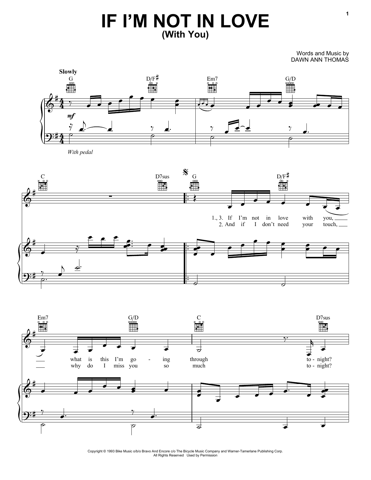 Faith Hill If I'm Not In Love (With You) sheet music notes and chords arranged for Piano, Vocal & Guitar Chords (Right-Hand Melody)