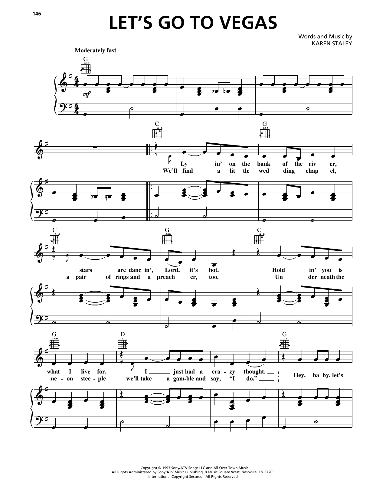 Faith Hill Let's Go To Vegas sheet music notes and chords arranged for Piano, Vocal & Guitar Chords (Right-Hand Melody)